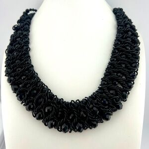 Black Crystal Metal Statement Choker Necklace Goth Medieval Dark Glam